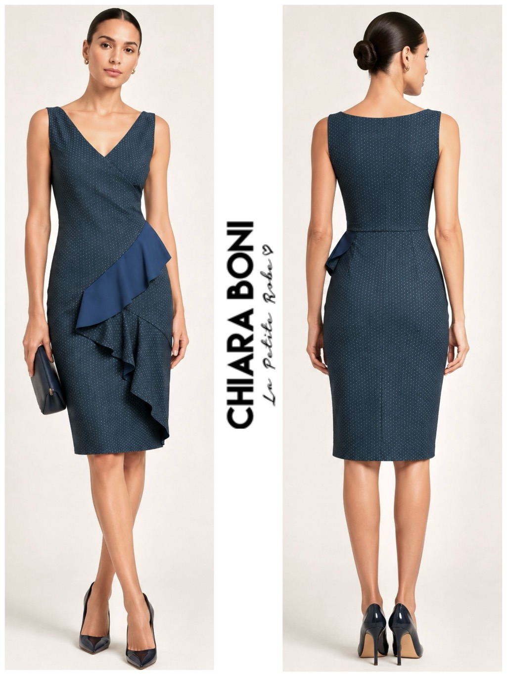 Nwt Chiara Boni Dotted Ruffle Sheath Dress Us 4; It 40